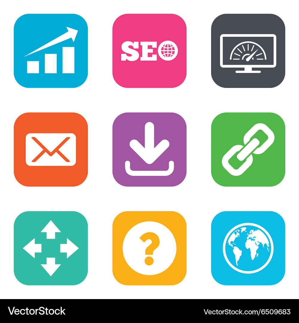 Internet seo icons bandwidth speed sign Vector Image