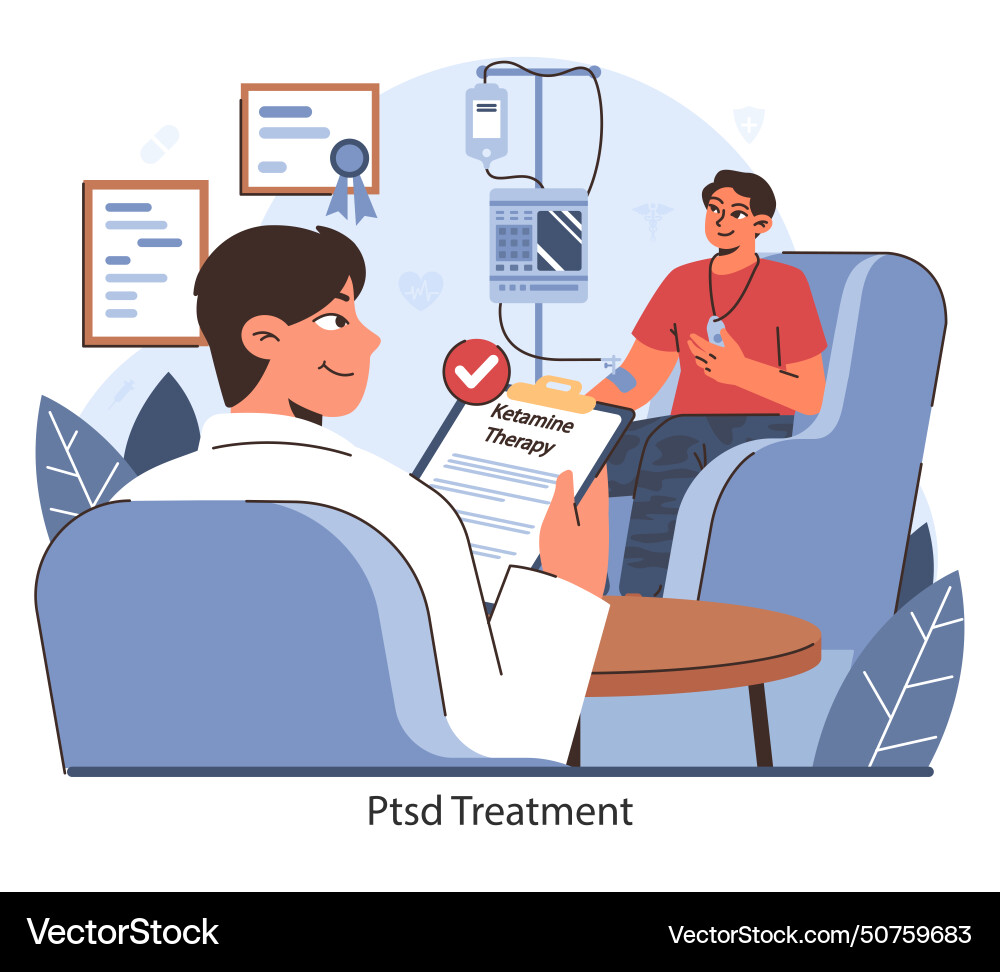 Ketamine therapy session flat Royalty Free Vector Image