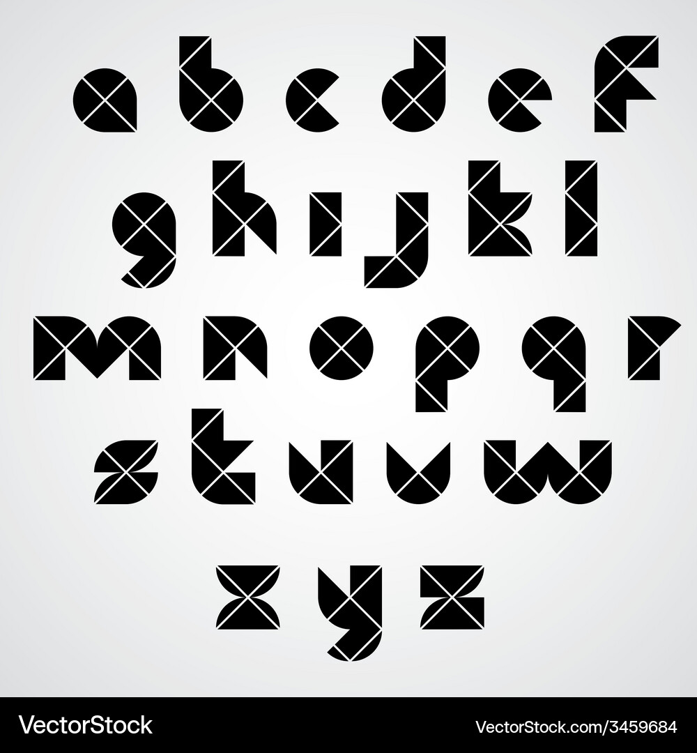 Black spherical sectored font with diagonal Vector Image