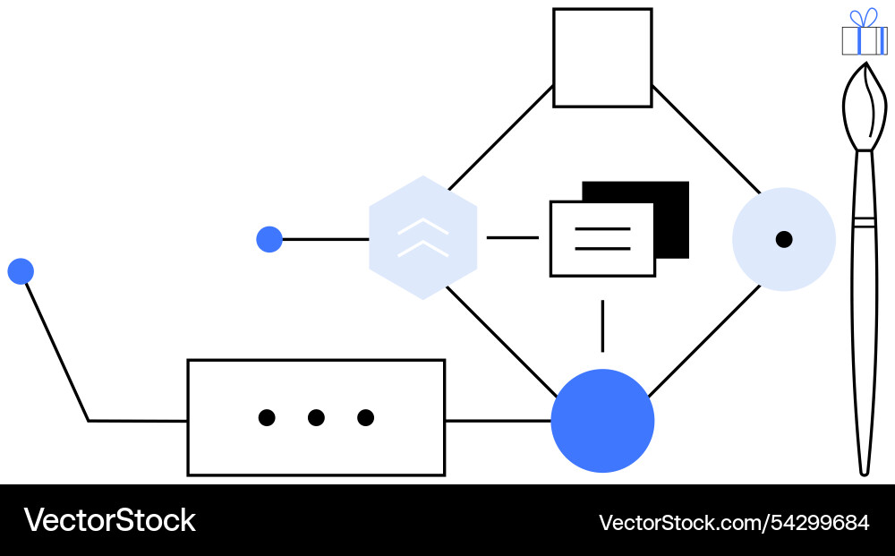 Creative process flowchart with connections Vector Image
