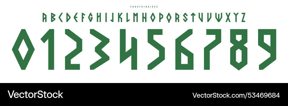 Greek geometric typography angular sharp numbers Greek geometric typography angular sharp numbers vector image