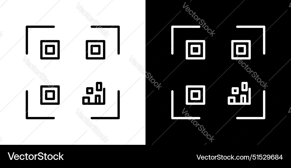 Qr code icon set scan qrcode pictogram in black vector image