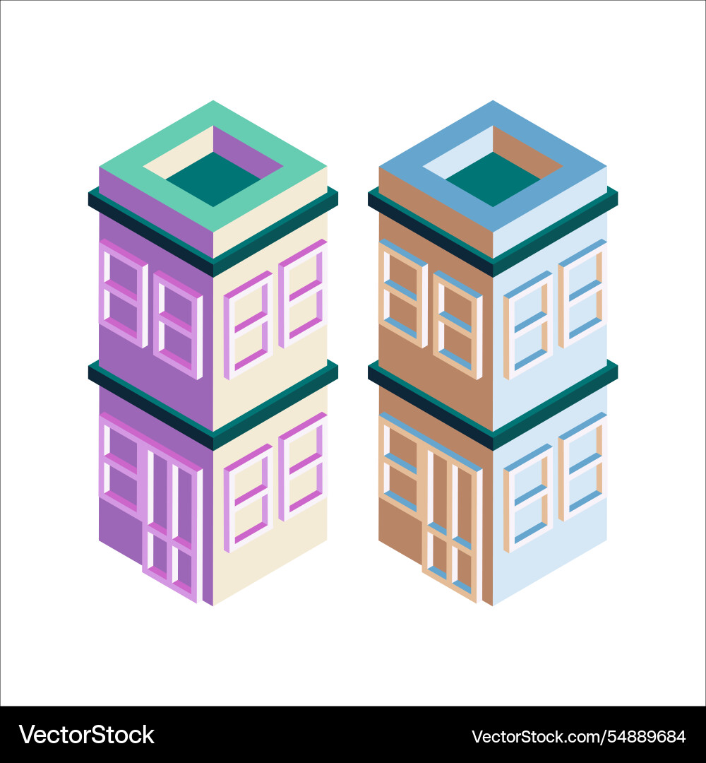 Two isometric buildings Royalty Free Vector Image