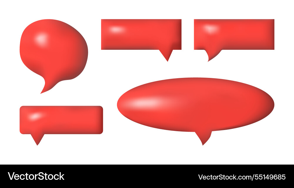 3d speech bubbles different shapes message icon 3d speech bubbles different shapes message icon Vector Image
