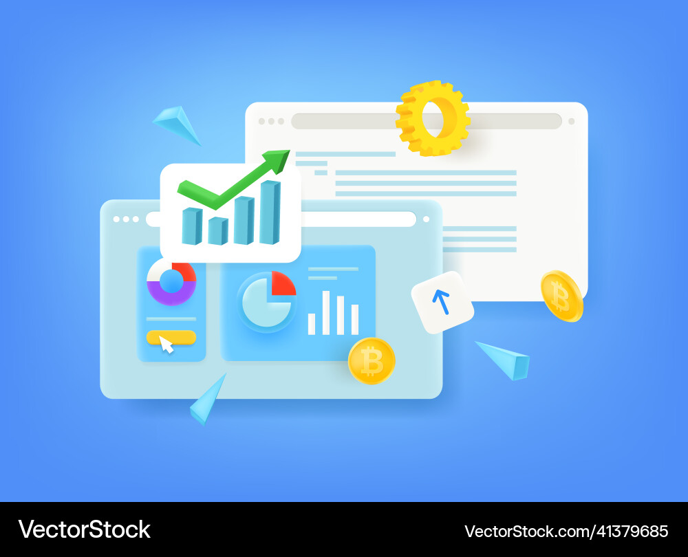 Browser windows with different charts internet Browser windows with different charts internet vector image