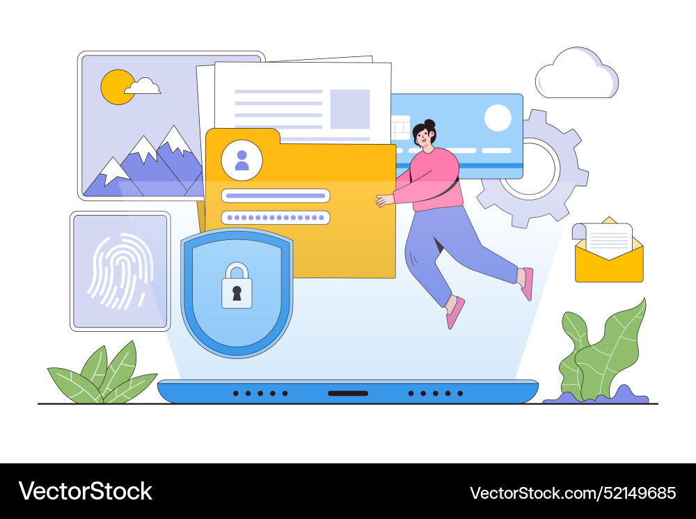 Flat security protection digital data from vector image