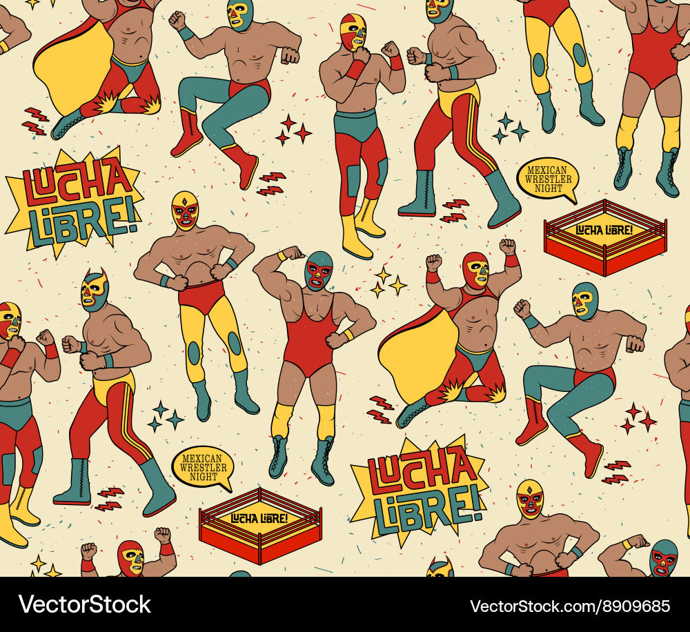 Lucha Libre Seamless Pattern vector image