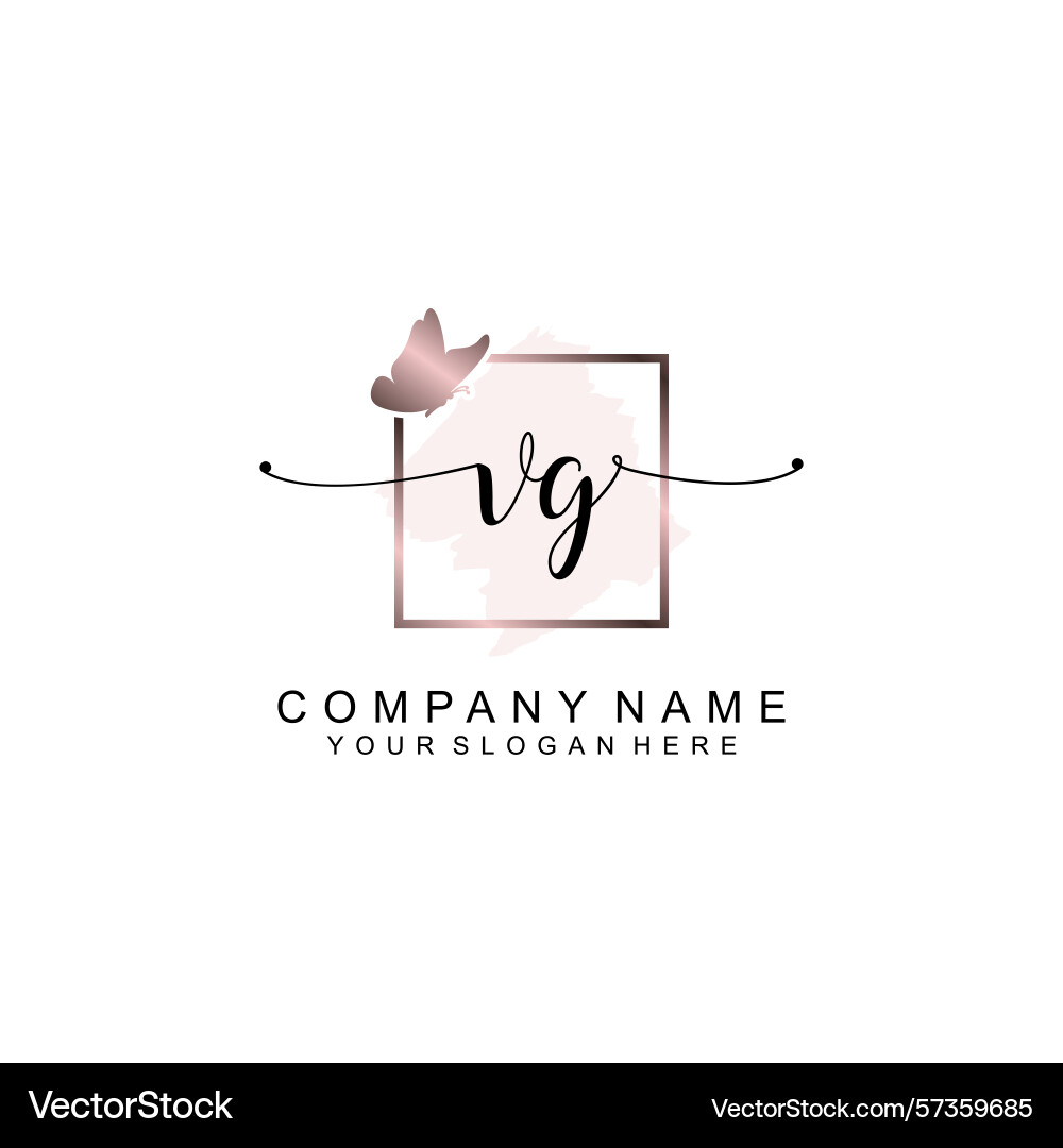 Minimalist handwritten vg initial logos with soft Vector Image