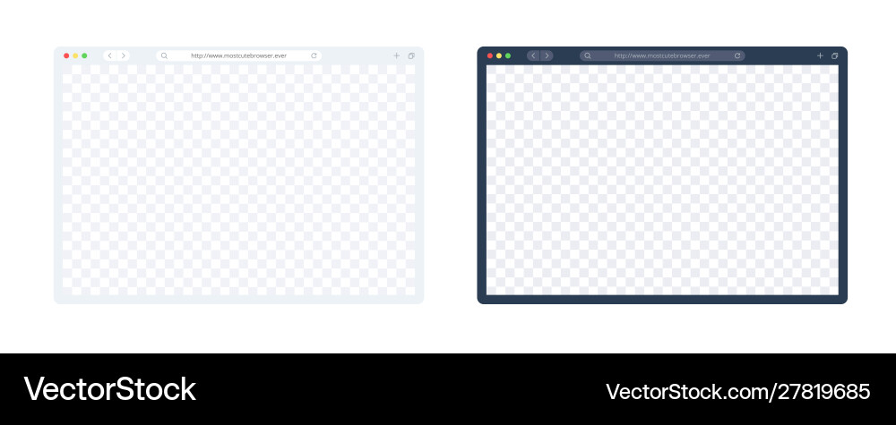 Web browser template set in light and dark mode Web browser template set in light and dark mode vector image