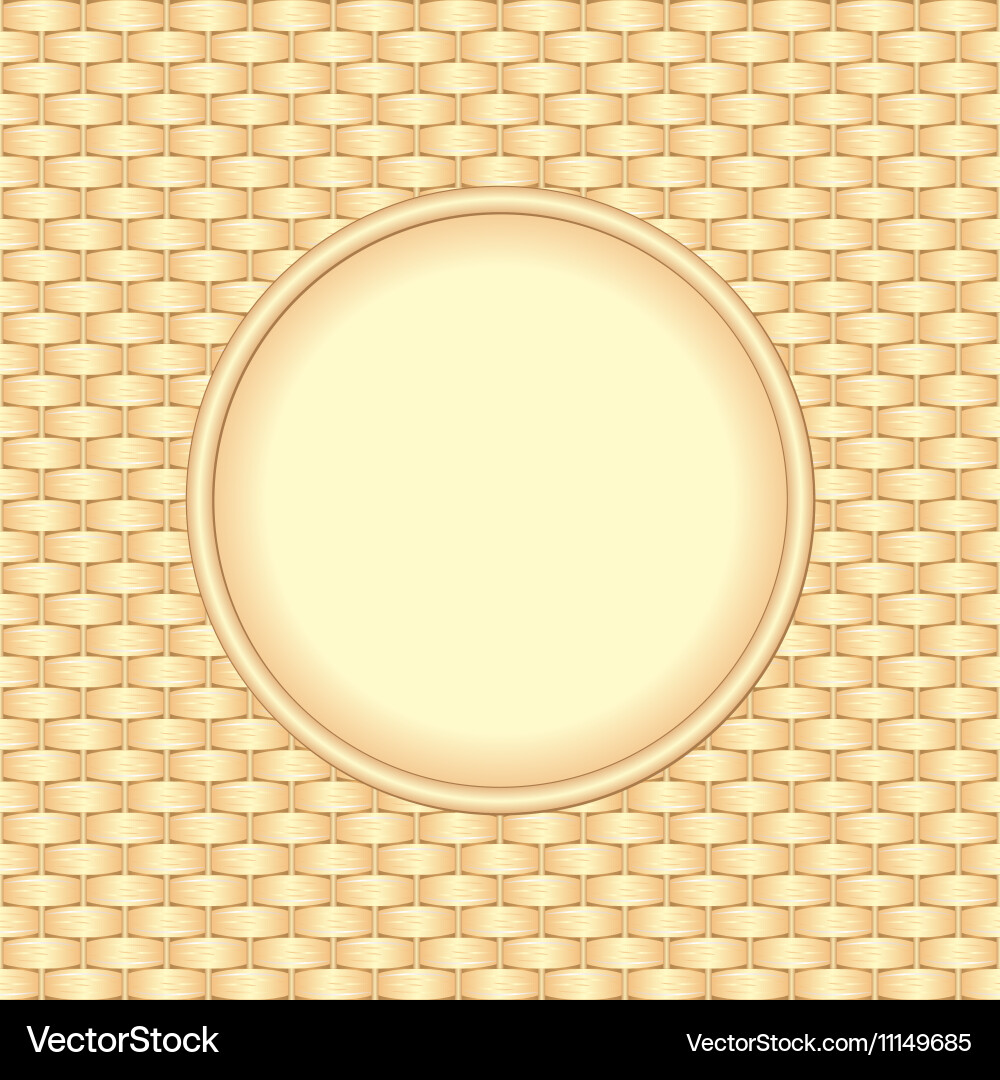 Wicker Straw Background with Round Banner Vector Image