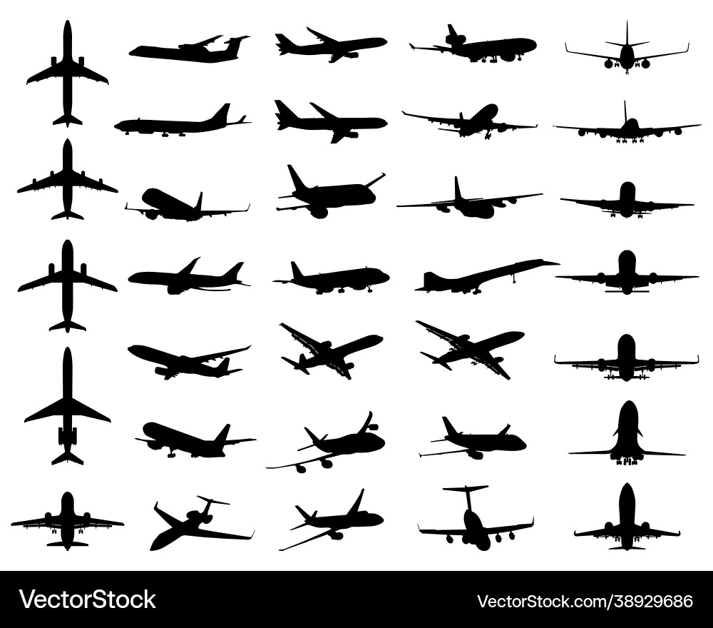 Black silhouettes aircrafts Black silhouettes aircrafts vector image