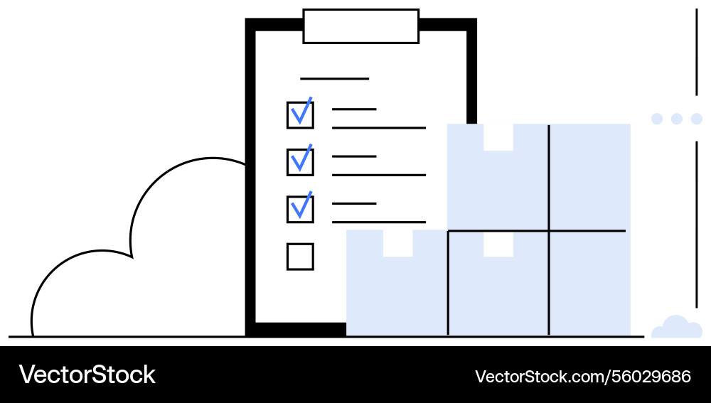 Checklist with completed tasks and stacked boxes Vector Image