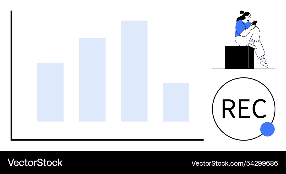 Digital bar graph representation with recording Vector Image