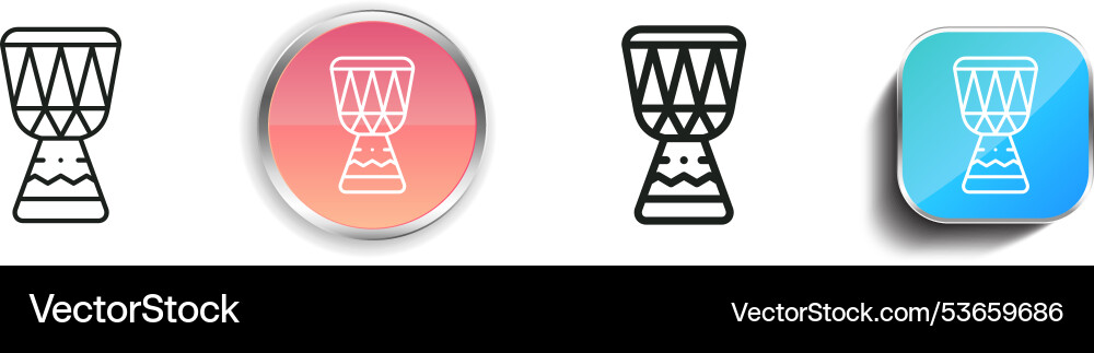 Djembe icon thin linear regular and button style vector image