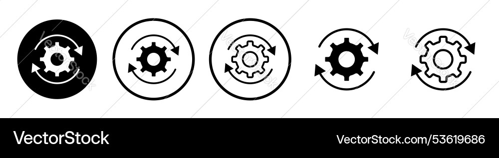 Processing thin line icon set Vector Image