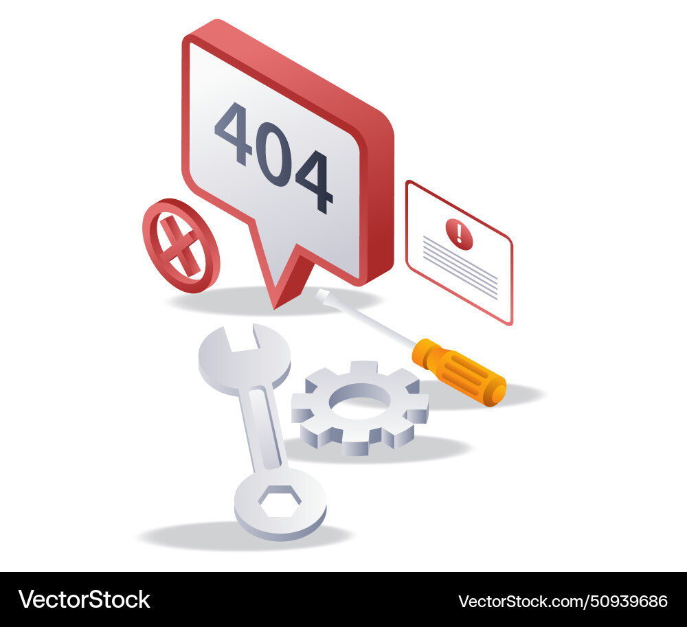 Repair internet warning error code 404 flat Repair internet warning error code 404 flat vector image
