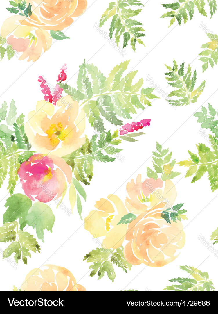Watercolor Floral Pattern Vector Image