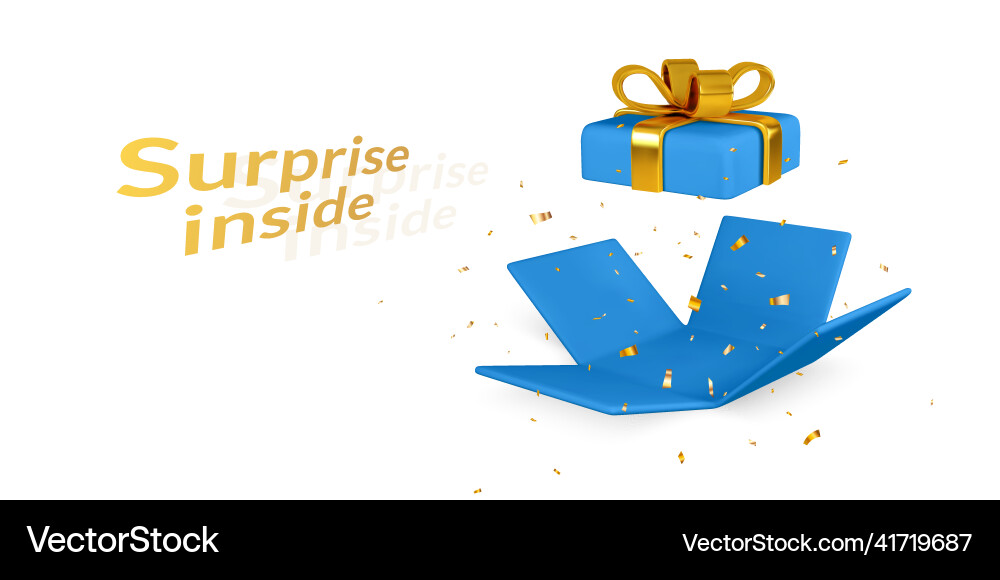 3d render and draw by mesh realistic open gift 3d render and draw by mesh realistic open gift vector image