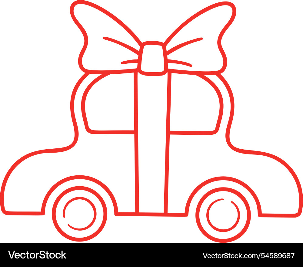 Car wrapped bow birthday scribble Vector Image