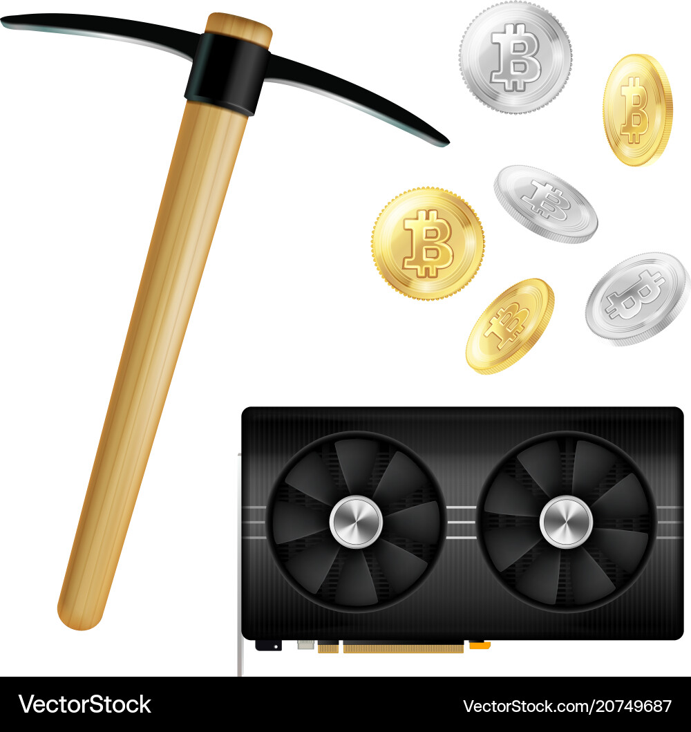 Crypto currency mining realistic icons Crypto currency mining realistic icons vector image