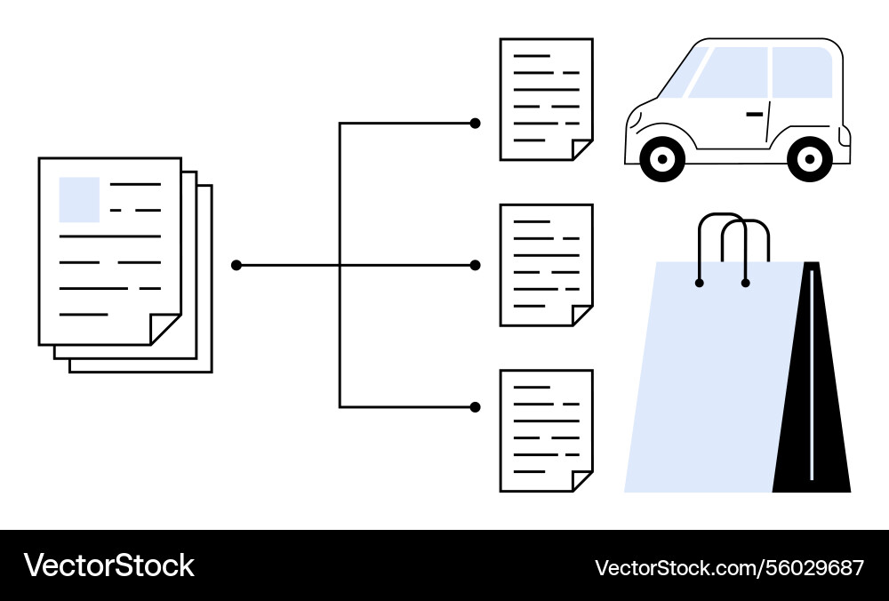 Document distribution network connecting car Vector Image
