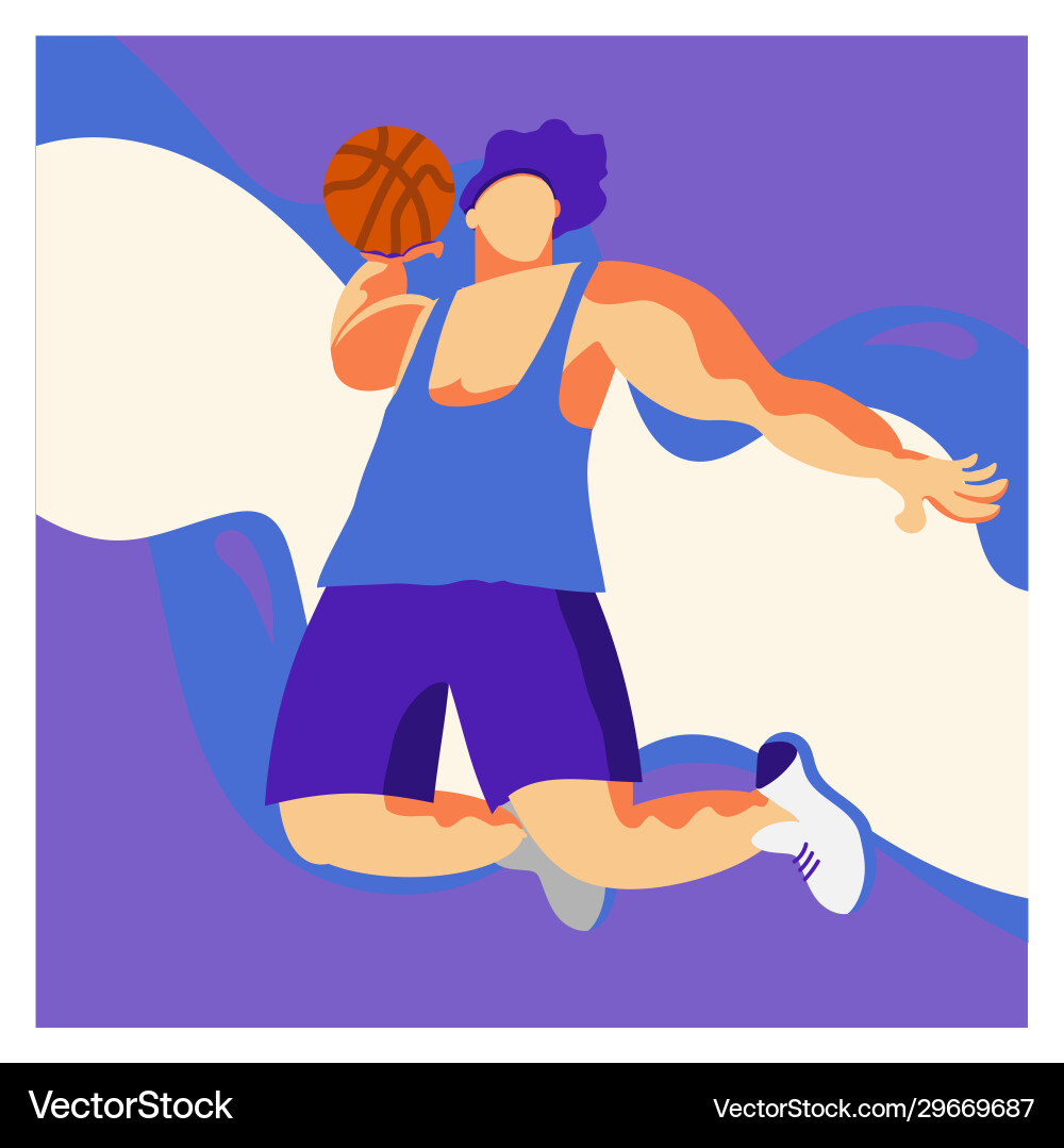 Flat with a bouncing basketball player throw Flat with a bouncing basketball player throw vector image