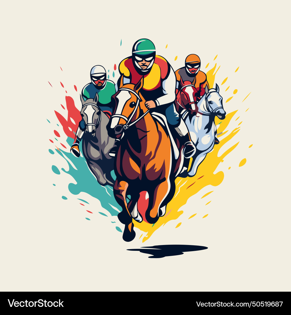 Horse race jockeys and racing Royalty Free Vector Image