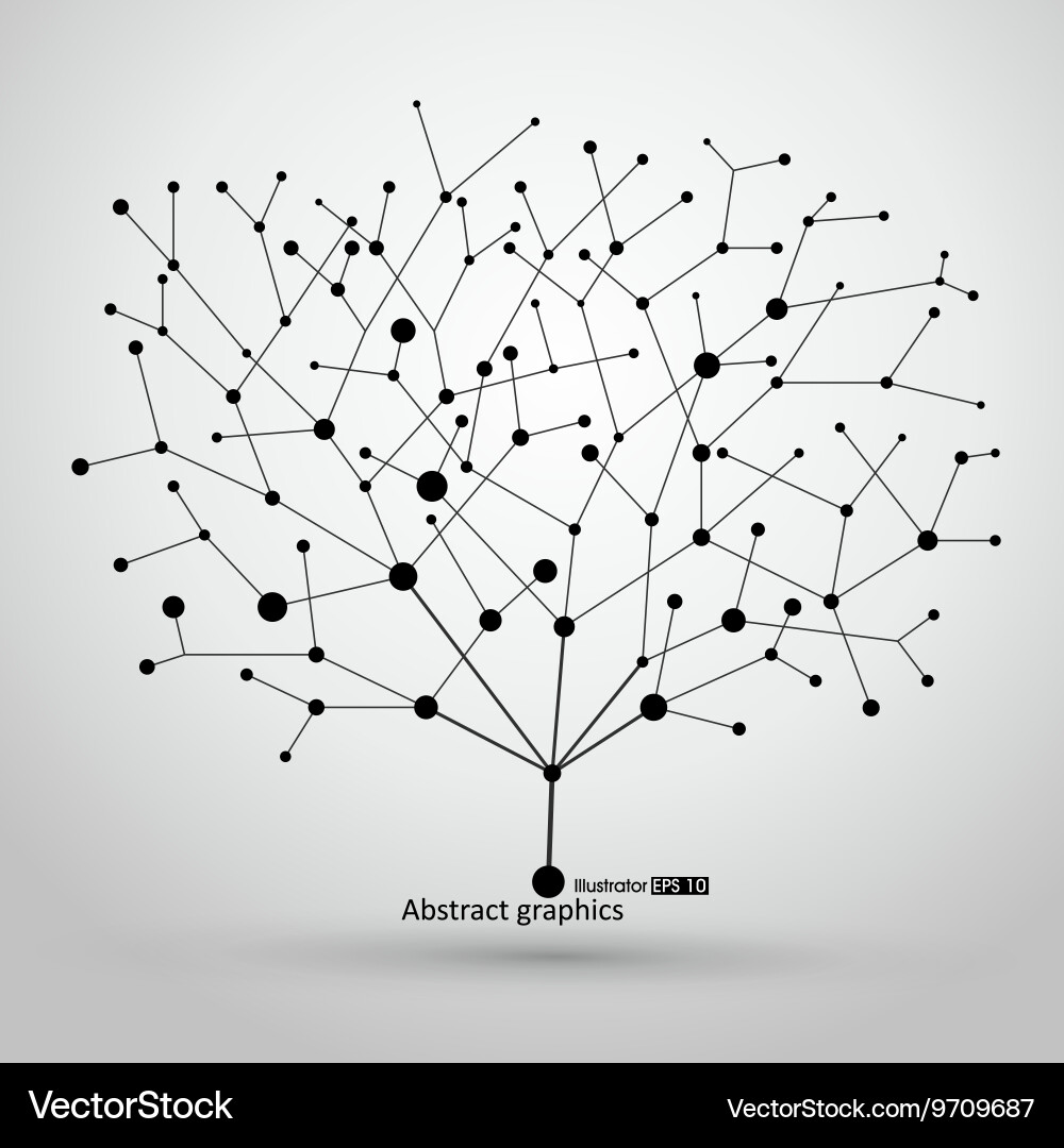 Points and lines of trees abstract graphics Vector Image