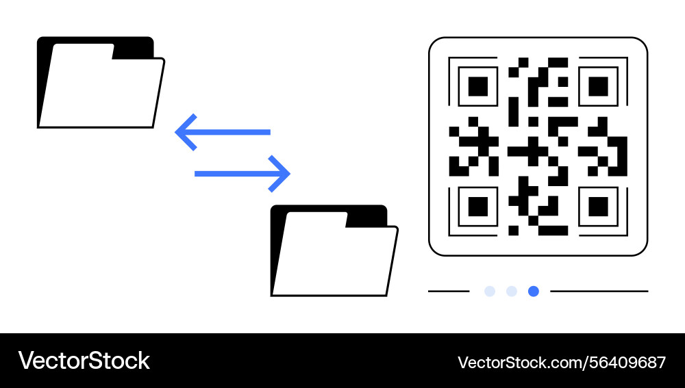 Qr code file transfer with digital folders Qr code file transfer with digital folders vector image