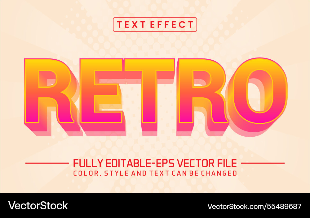 Retro font text effect editable Retro font text effect editable vector image