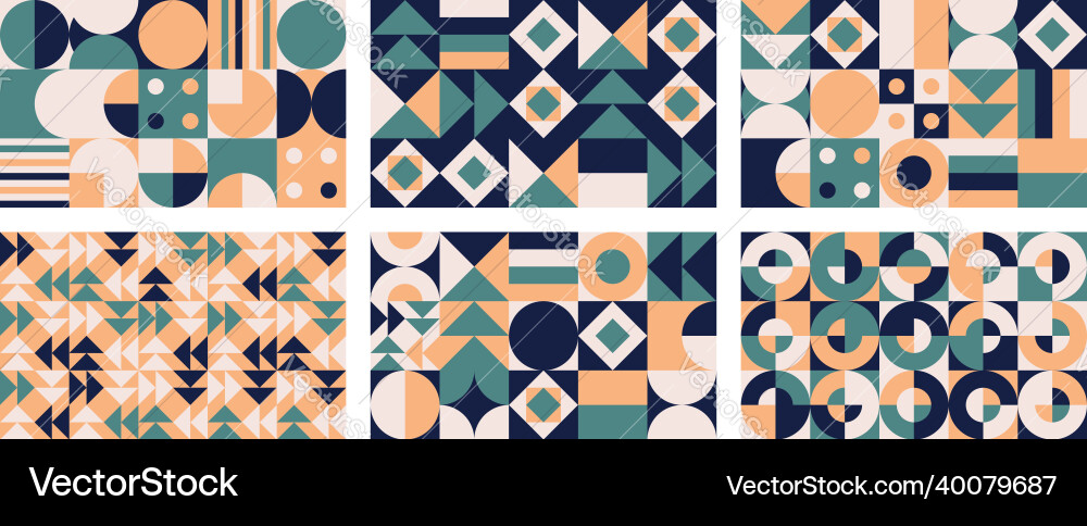 Set of fancy geometry seamless patterns vector image