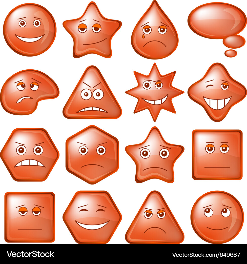 Smiling Buttons & Smiley Faces Set Vector Image