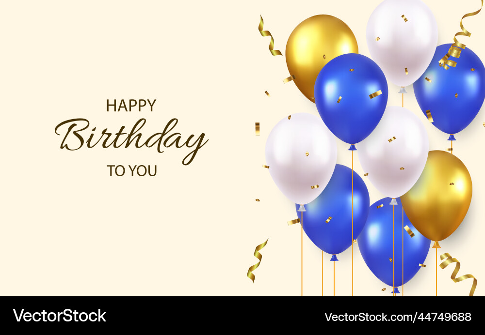 3d birthday background with realistic balloons vector image