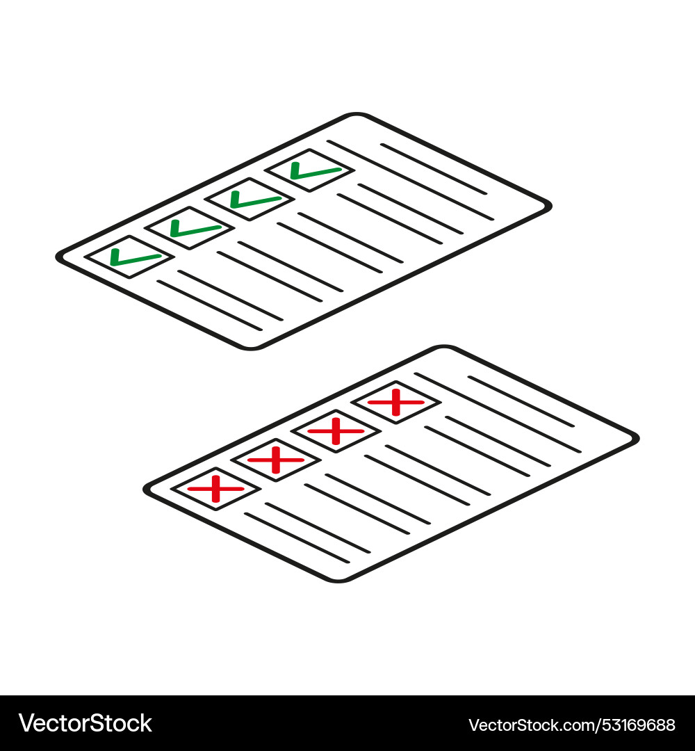 Checklist icons approved and rejected marks Checklist icons approved and rejected marks vector image
