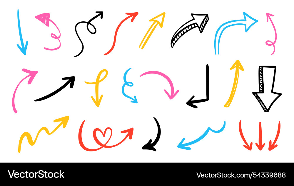 Different scribbles arrows marks icons set Different scribbles arrows marks icons set vector image