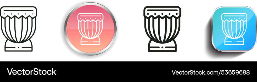 Djembe icon thin linear regular and button style vector image