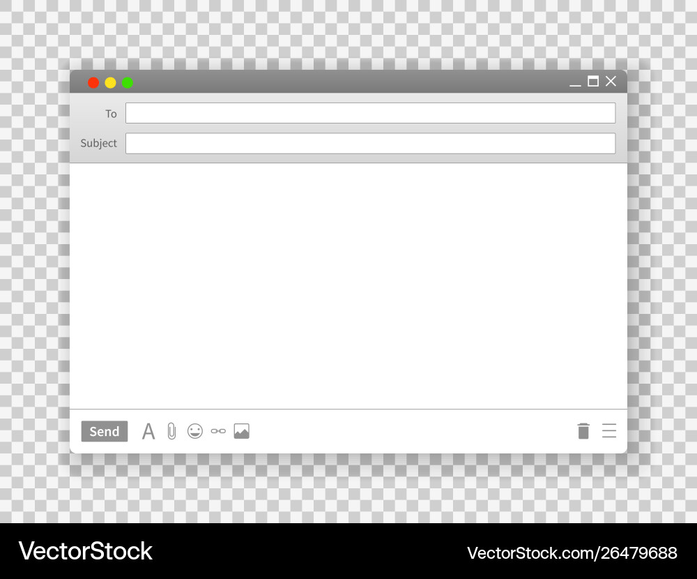 Email window blank text message frame interface Email window blank text message frame interface vector image