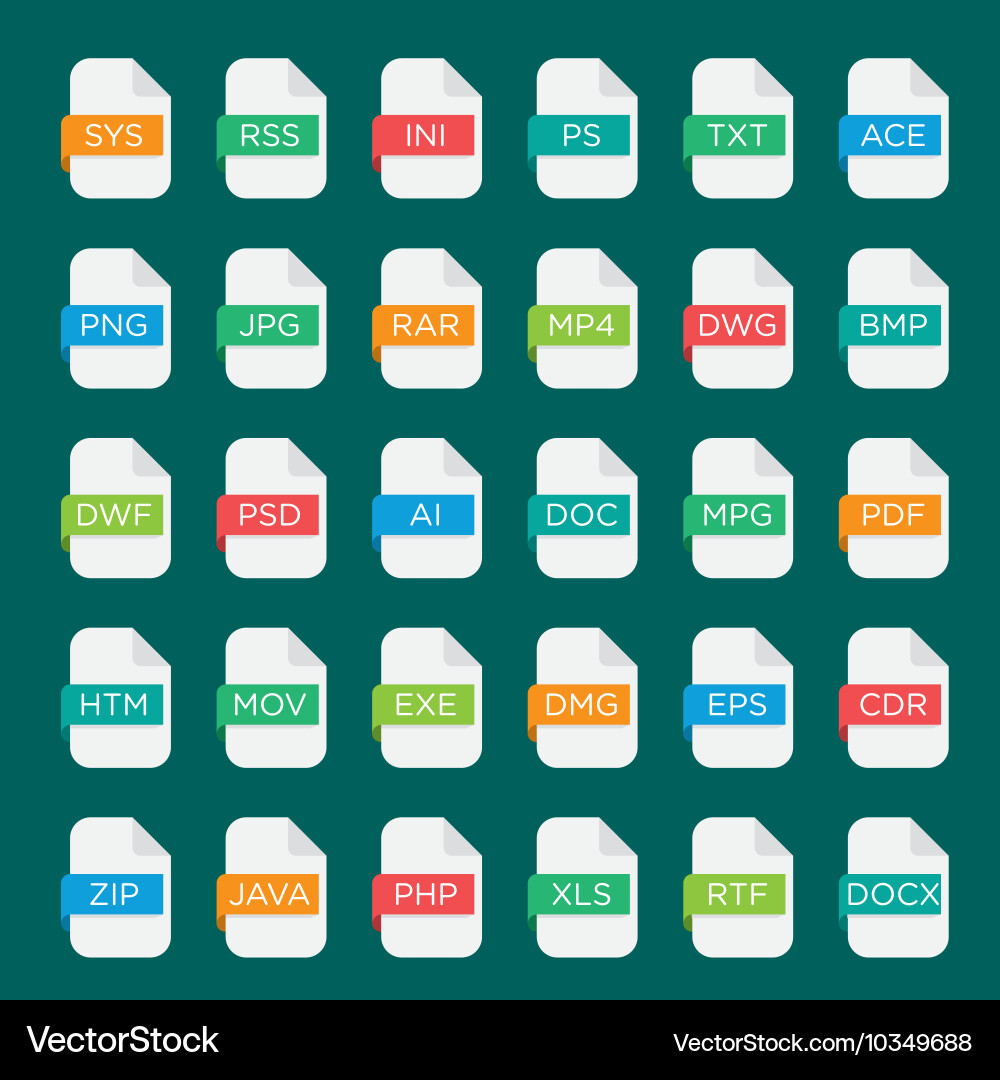 Icon set of file extensions Vector Image