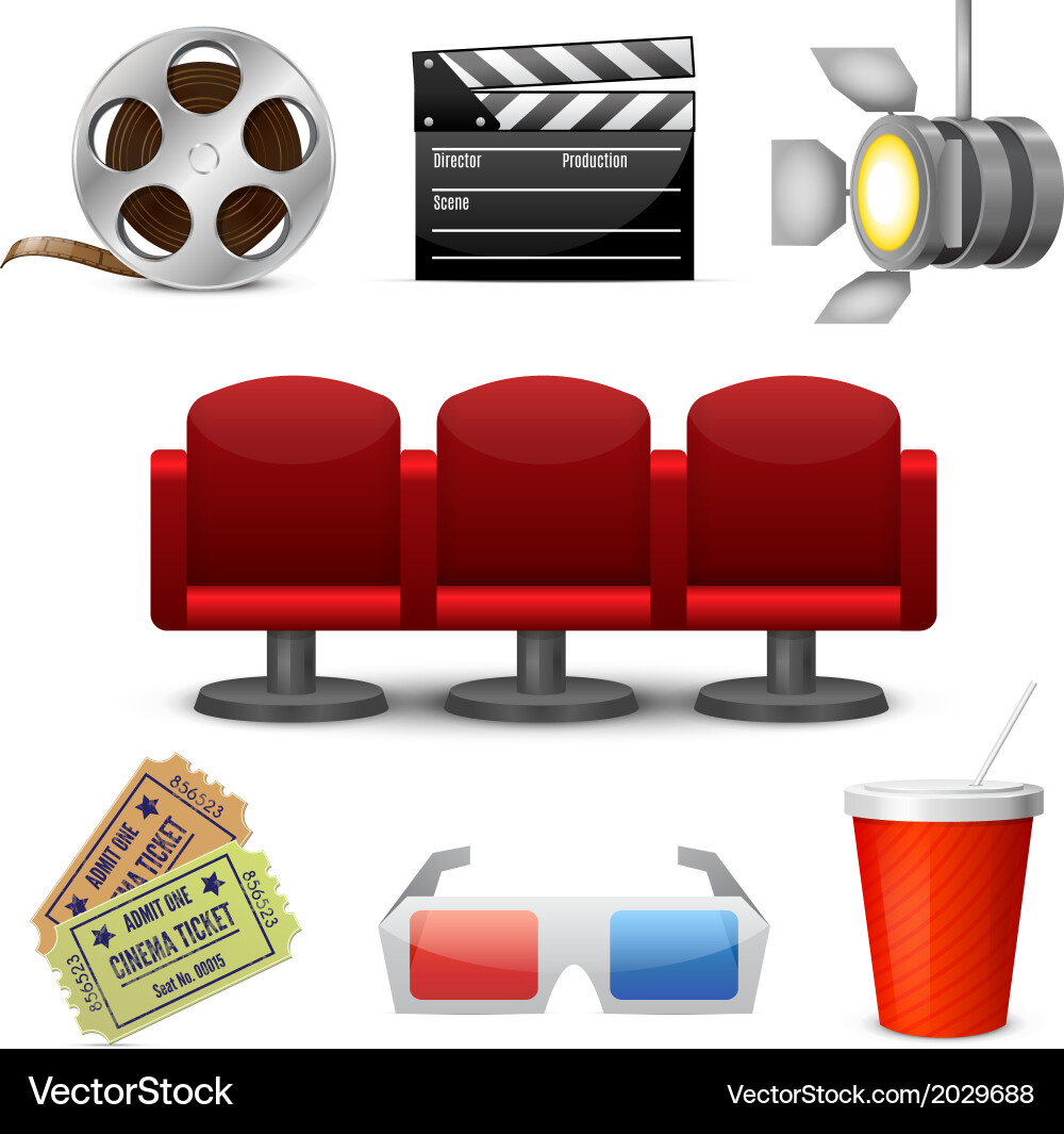 Kino und Theater Icons Vektorbild