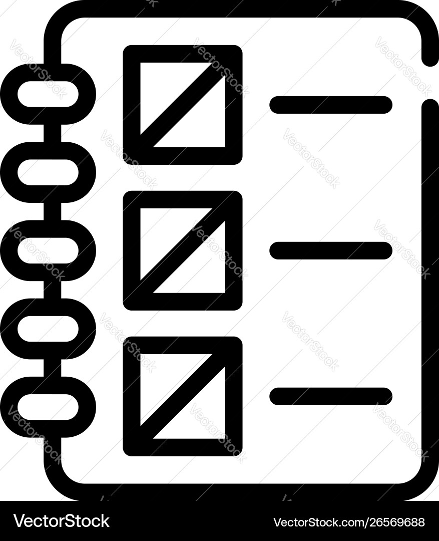Notizbuch mit einer Liste Symbol Umriss Stil Notizbuch mit einer Liste Symbol Umriss Stil vektorbild