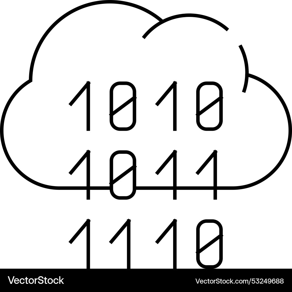 Programmierung des Binärcode-Cloud-Speicherzeilen-Symbols Programmierung des Binärcode-Cloud-Speicherzeilen-Symbols vektorbild