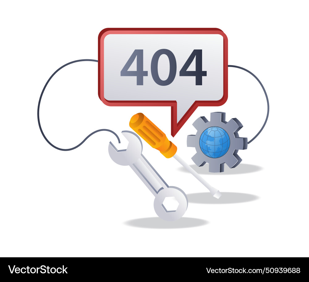 Repair warning error code 404 flat isometric 3d Repair warning error code 404 flat isometric 3d vector image