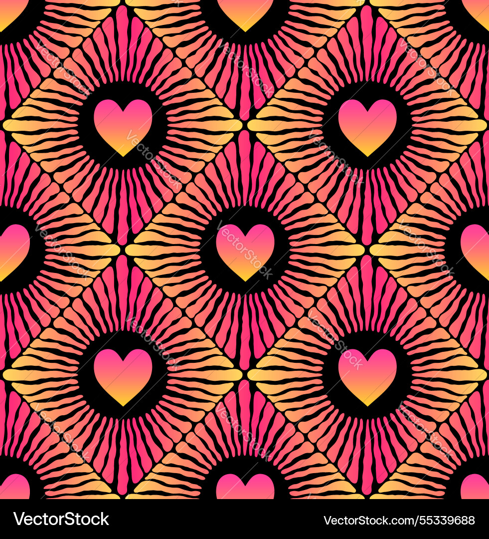 Seamless pattern with red gradient hearts vector image
