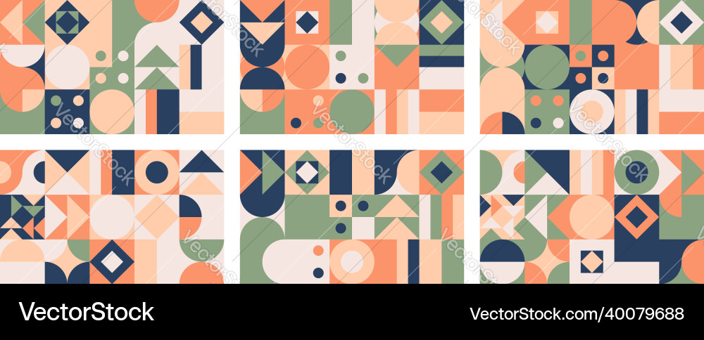 Set of fancy geometry seamless patterns vector image
