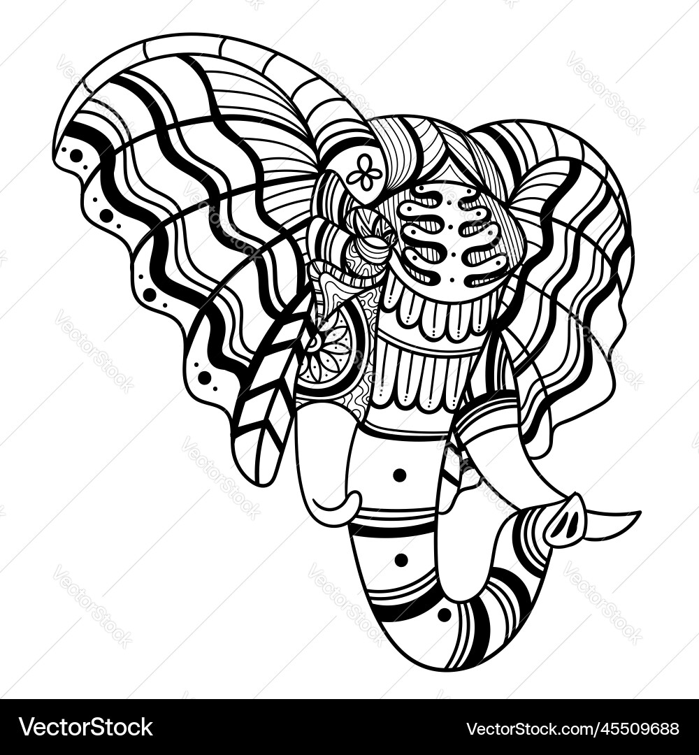 Zentangle Elephant Mandala vector image