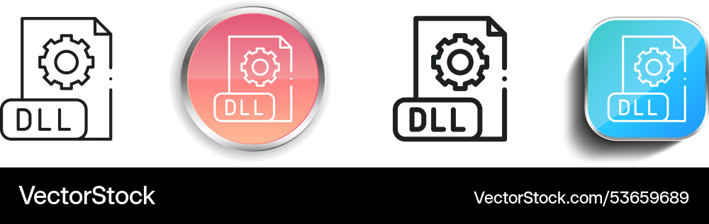 Dll icon thin linear regular and button style Dll icon thin linear regular and button style Vector Image