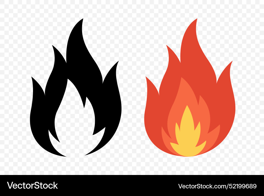 Fire flame isolated icon set campfire Royalty Free Vector