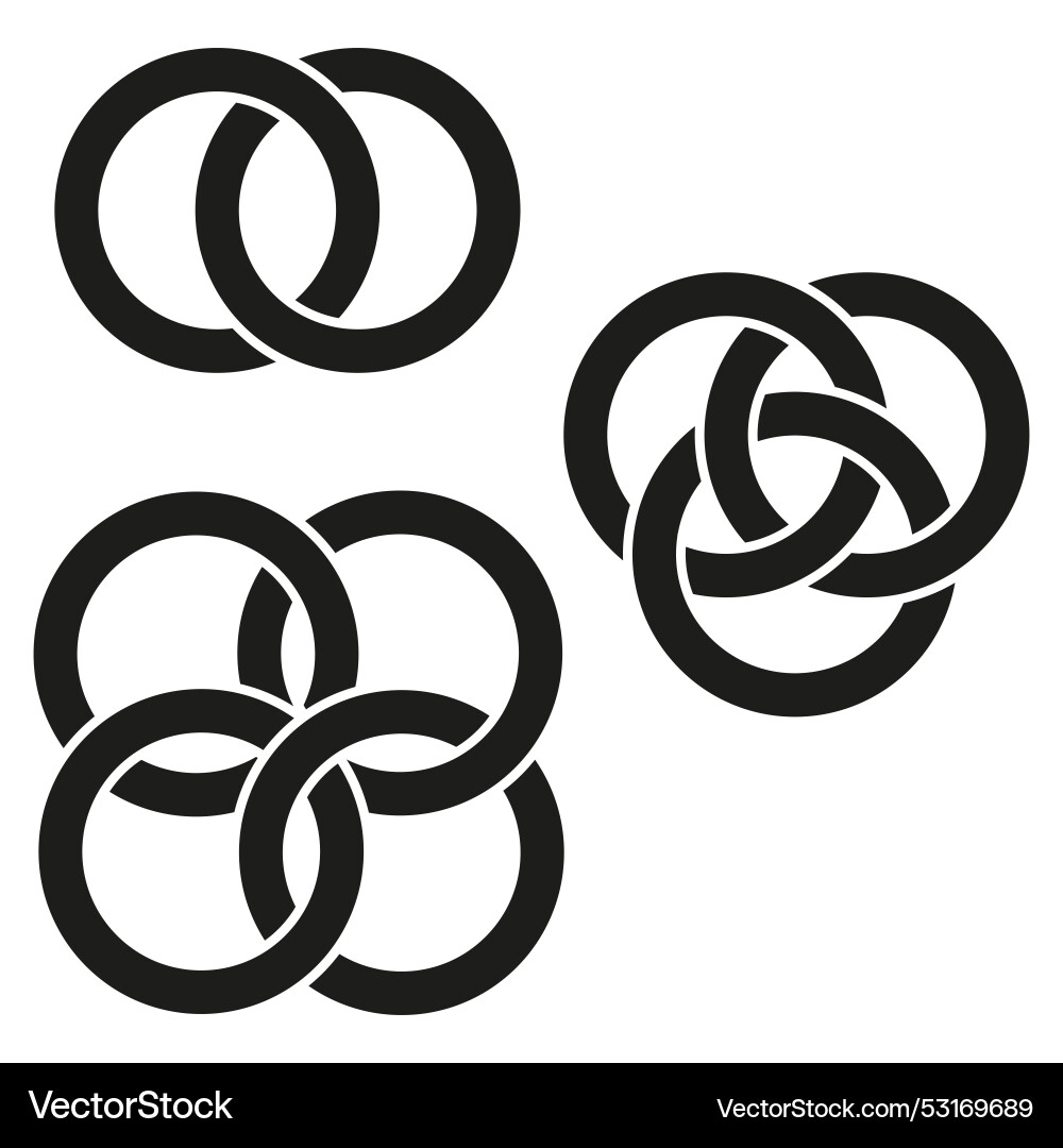 Interlocking circles icons three different Interlocking circles icons three different vector image