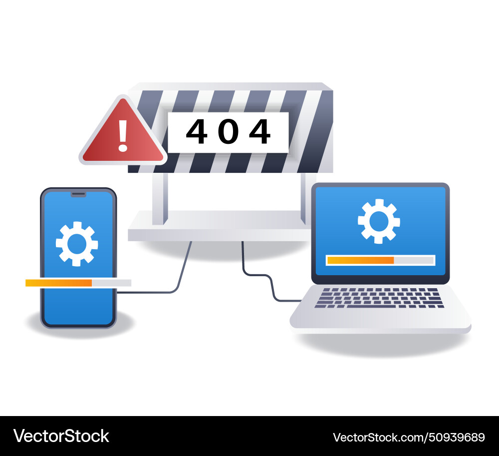 Repair warning error code 404 flat isometric 3d Repair warning error code 404 flat isometric 3d vector image