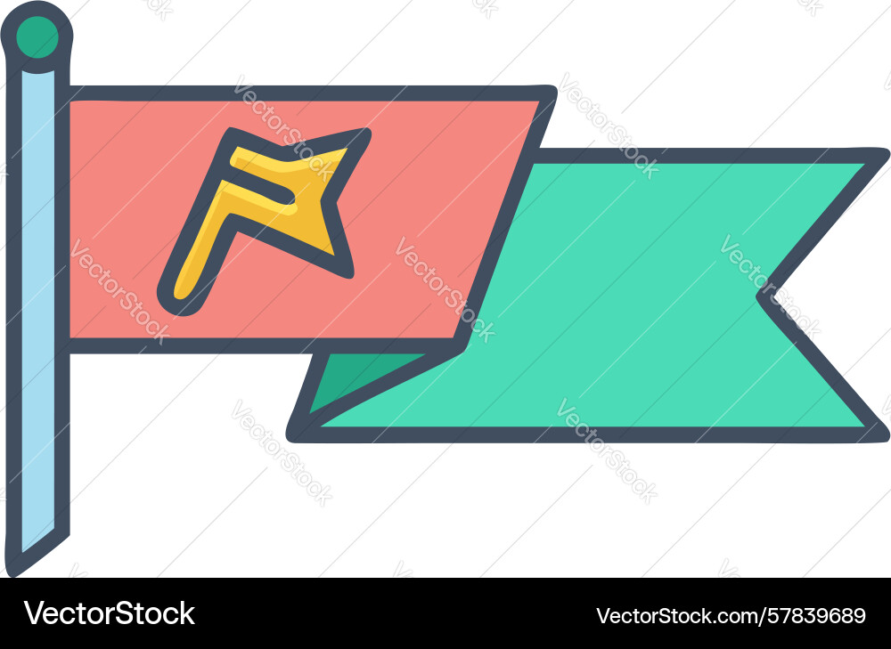 Stylized flag with arrow progress marker design vector image